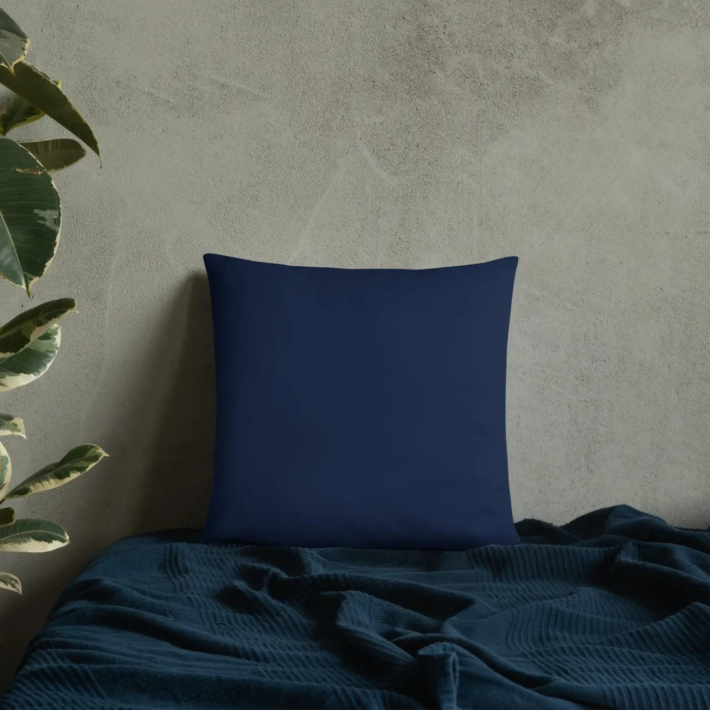 Navy Blue Basic Pillow – Golden Flower Polyester - Dipaliz