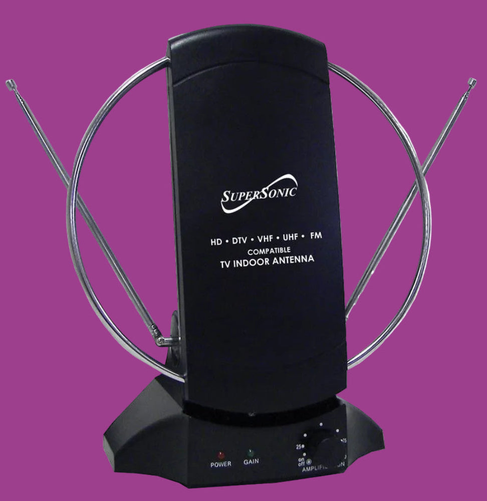 SuperSonic TV indoor antenna on a white background