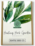 Seattle Seed Co. Healing Herb Garden packaging with green leaves on a white background