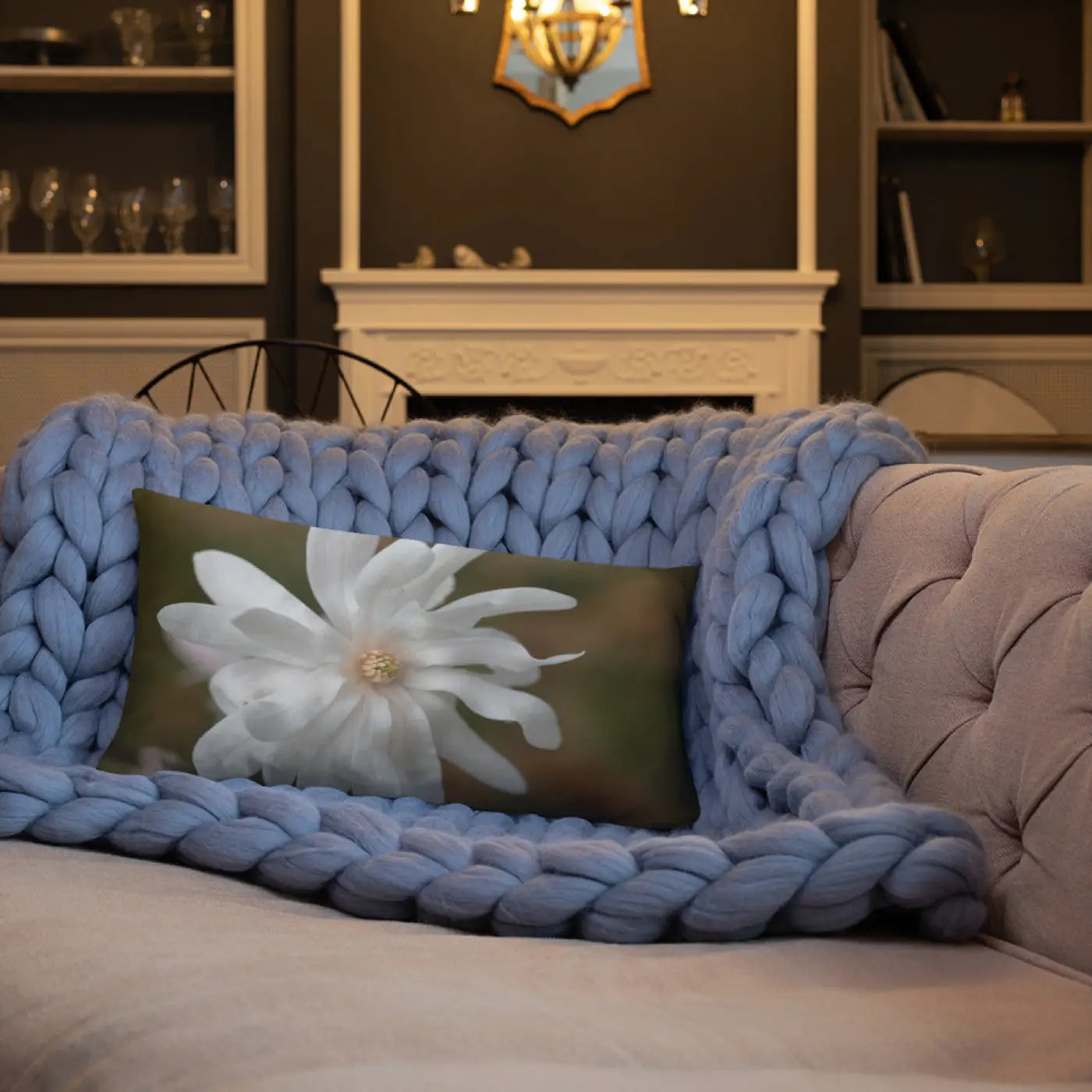Magnolia Flower Throw Pillow – Insert Included - Dipaliz
