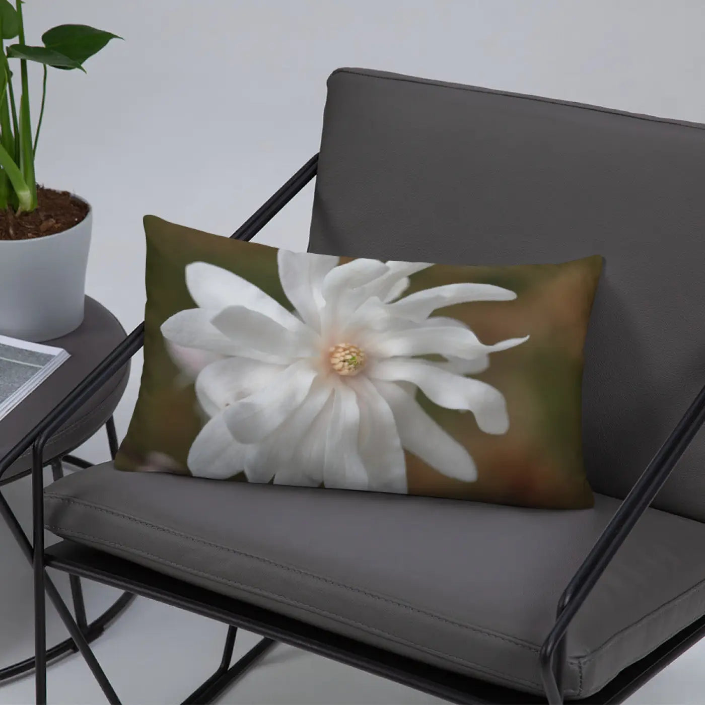 Magnolia Flower Throw Pillow – Insert Included - Dipaliz