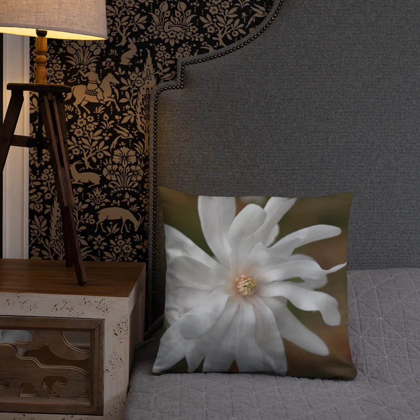 Magnolia Flower Throw Pillow – Insert Included - Dipaliz