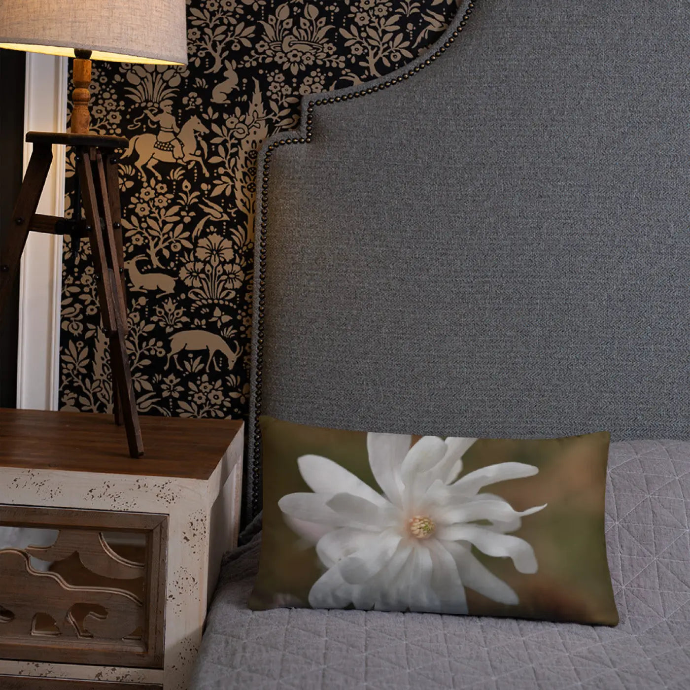 Magnolia Flower Throw Pillow – Insert Included - Dipaliz