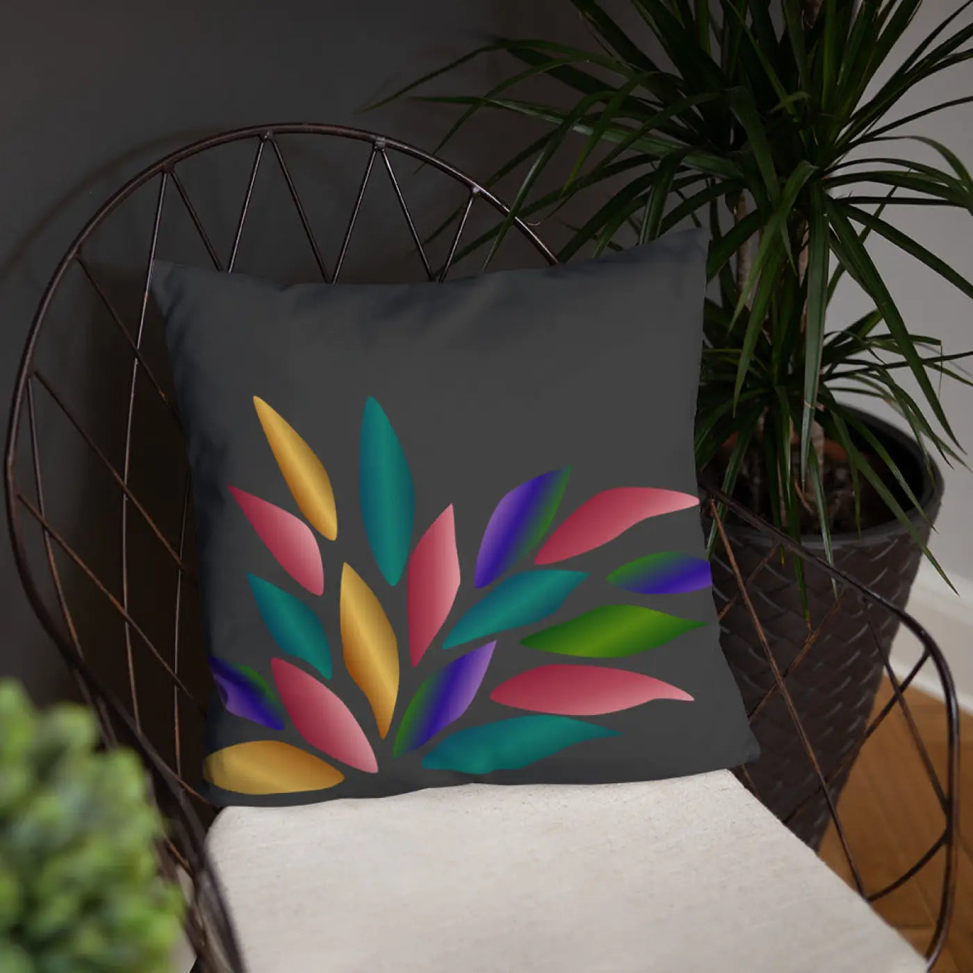 Colorful Petals Throw Pillow – Insert Included - Dipaliz