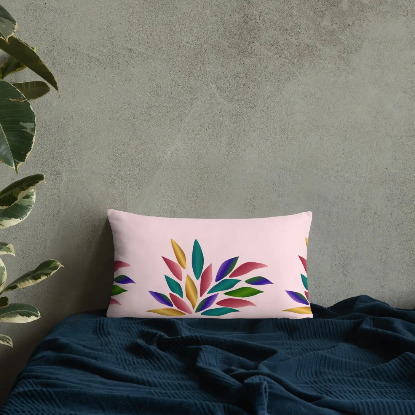 Pink Throw Pillow – Colorful Petals 18x18 - Dipaliz