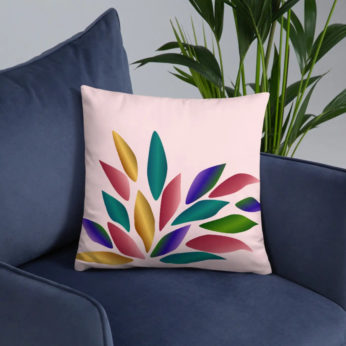 Pink Throw Pillow – Colorful Petals 18x18 - Dipaliz
