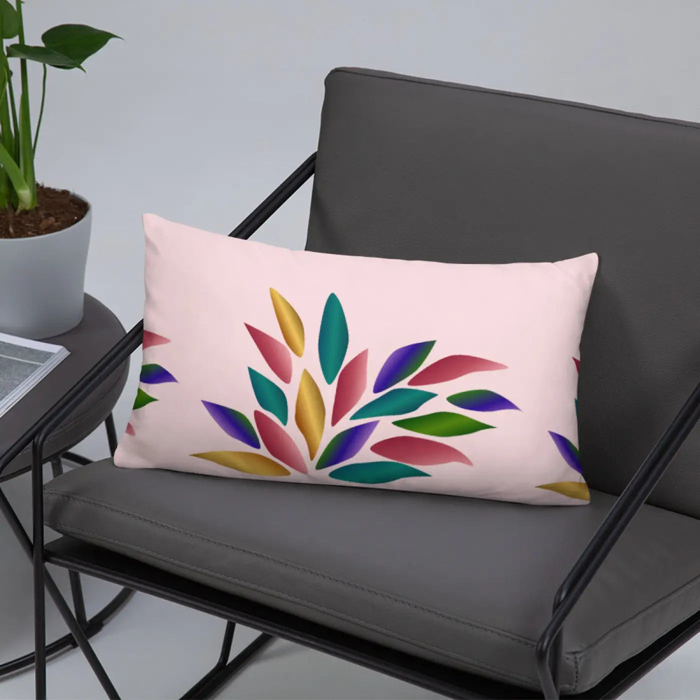 Pink Throw Pillow – Colorful Petals 18x18 - Dipaliz