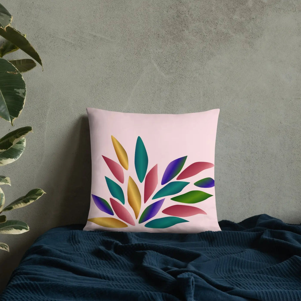 Pink Throw Pillow – Colorful Petals 18x18 - Dipaliz