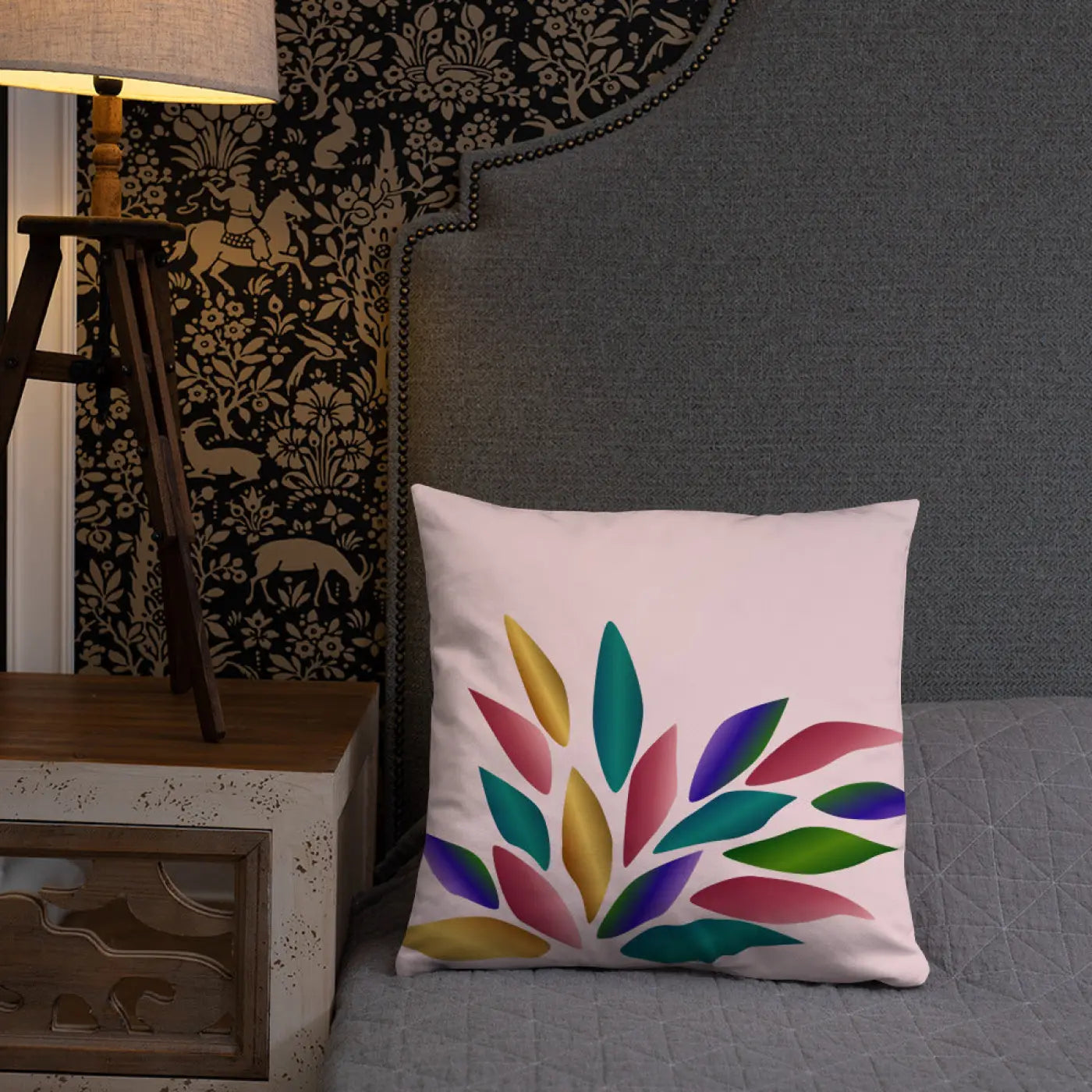 Pink Throw Pillow – Colorful Petals 18x18 - Dipaliz