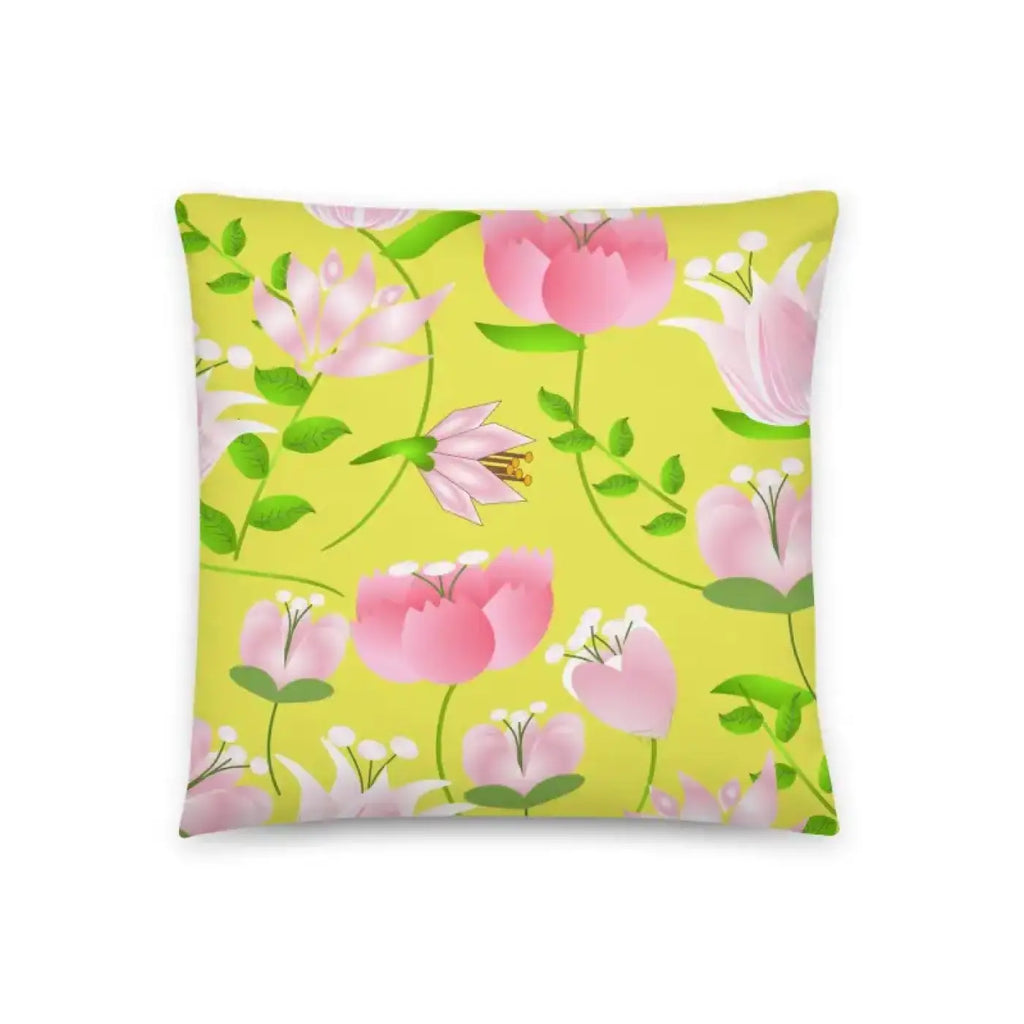 Floral Print Pillow – Yellow Throw Pillow - Dipaliz