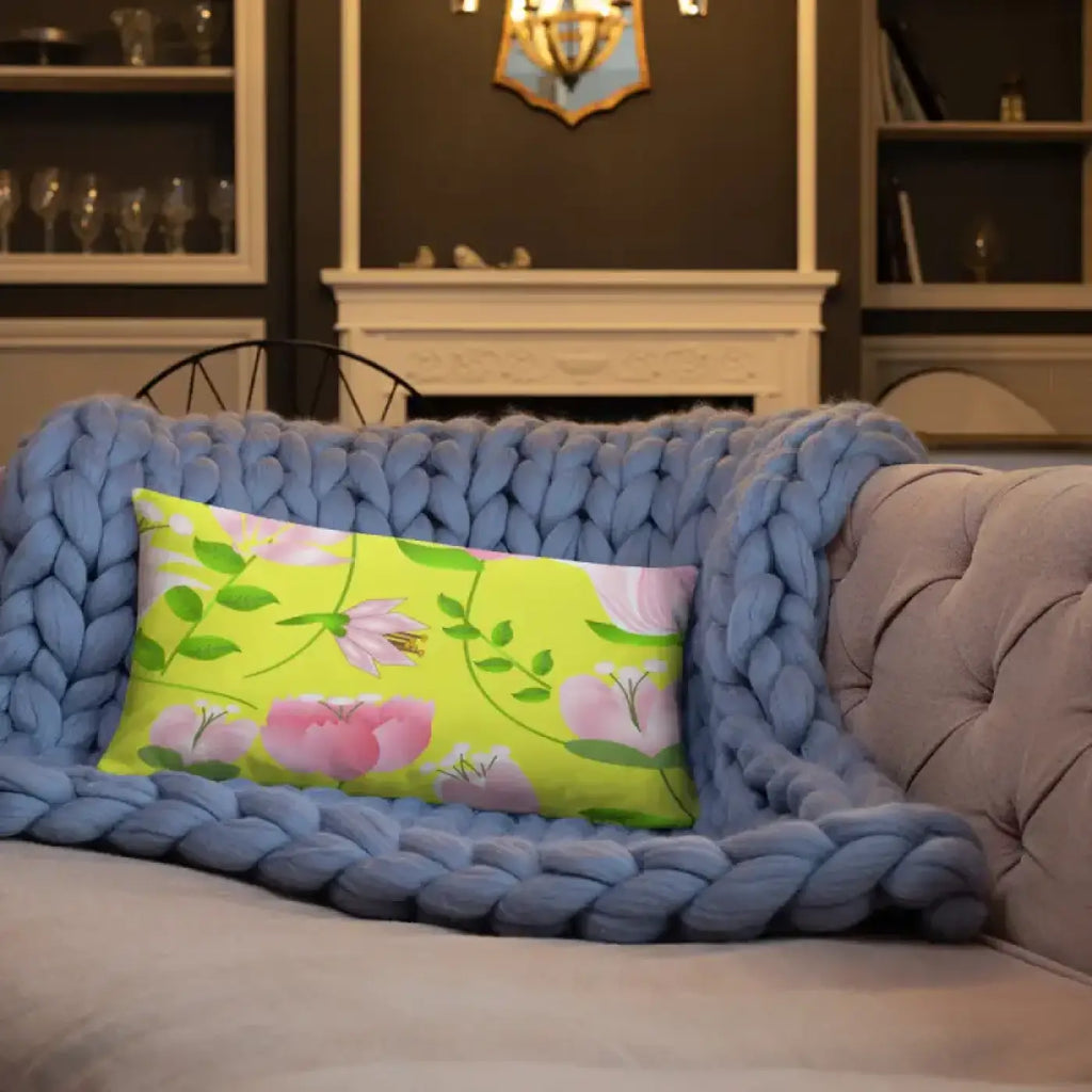 Floral Print Pillow – Yellow Throw Pillow - Dipaliz