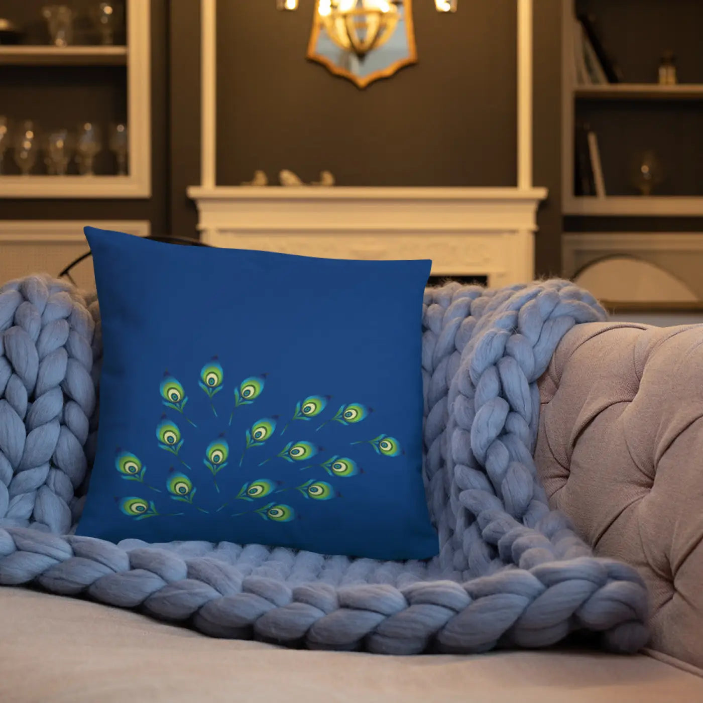 Graphic Peacock Pillow – Insert Included - Dipaliz