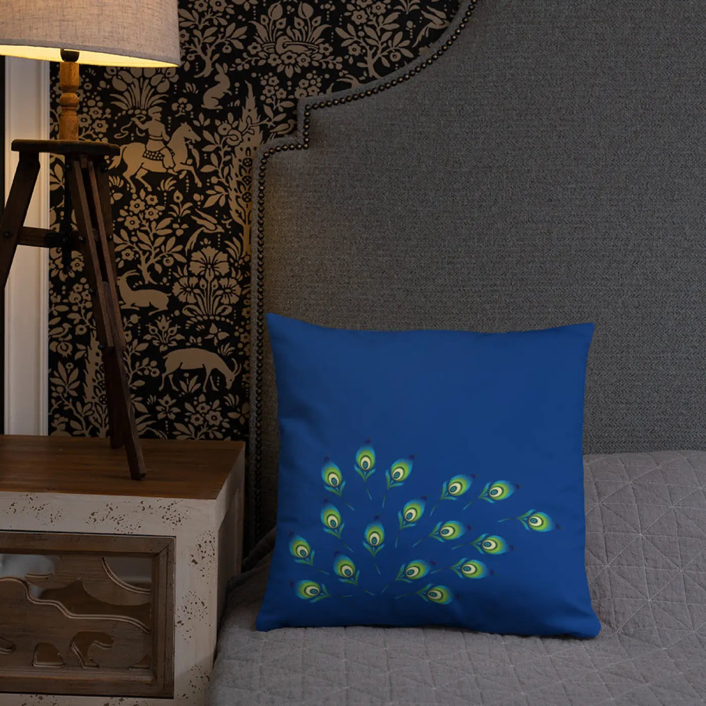 Graphic Peacock Pillow – Insert Included - Dipaliz