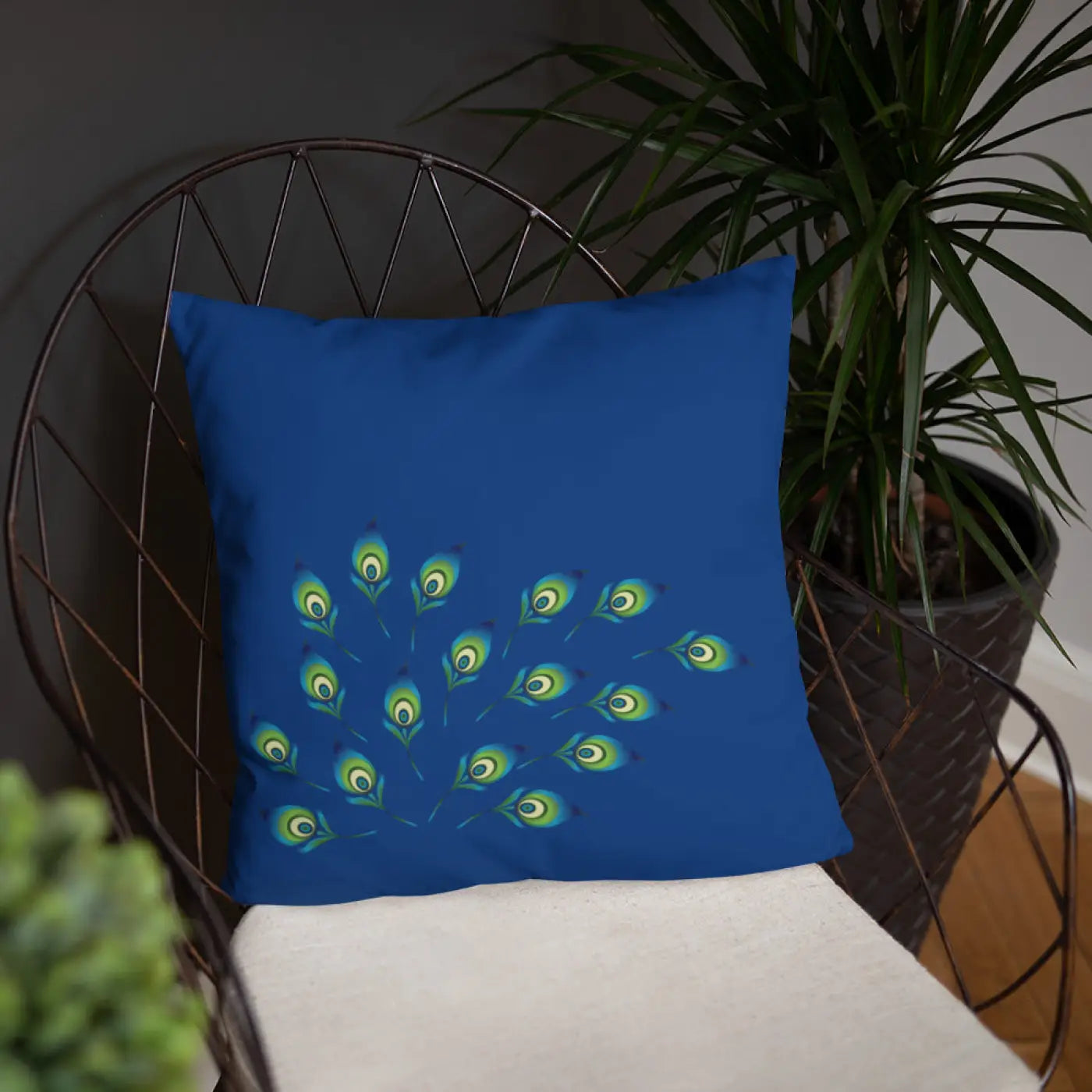 Graphic Peacock Pillow – Insert Included - Dipaliz
