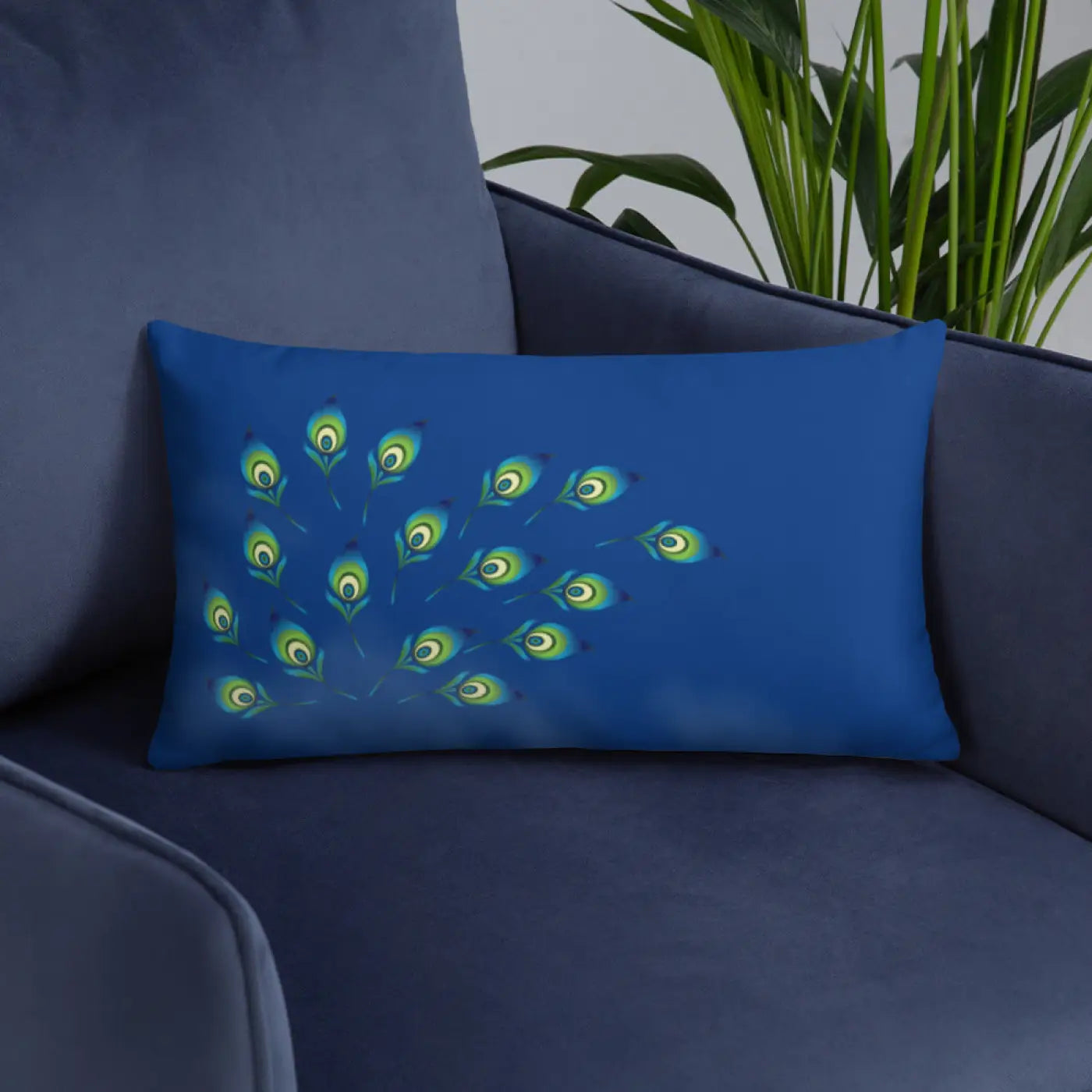 Graphic Peacock Pillow – Insert Included - Dipaliz