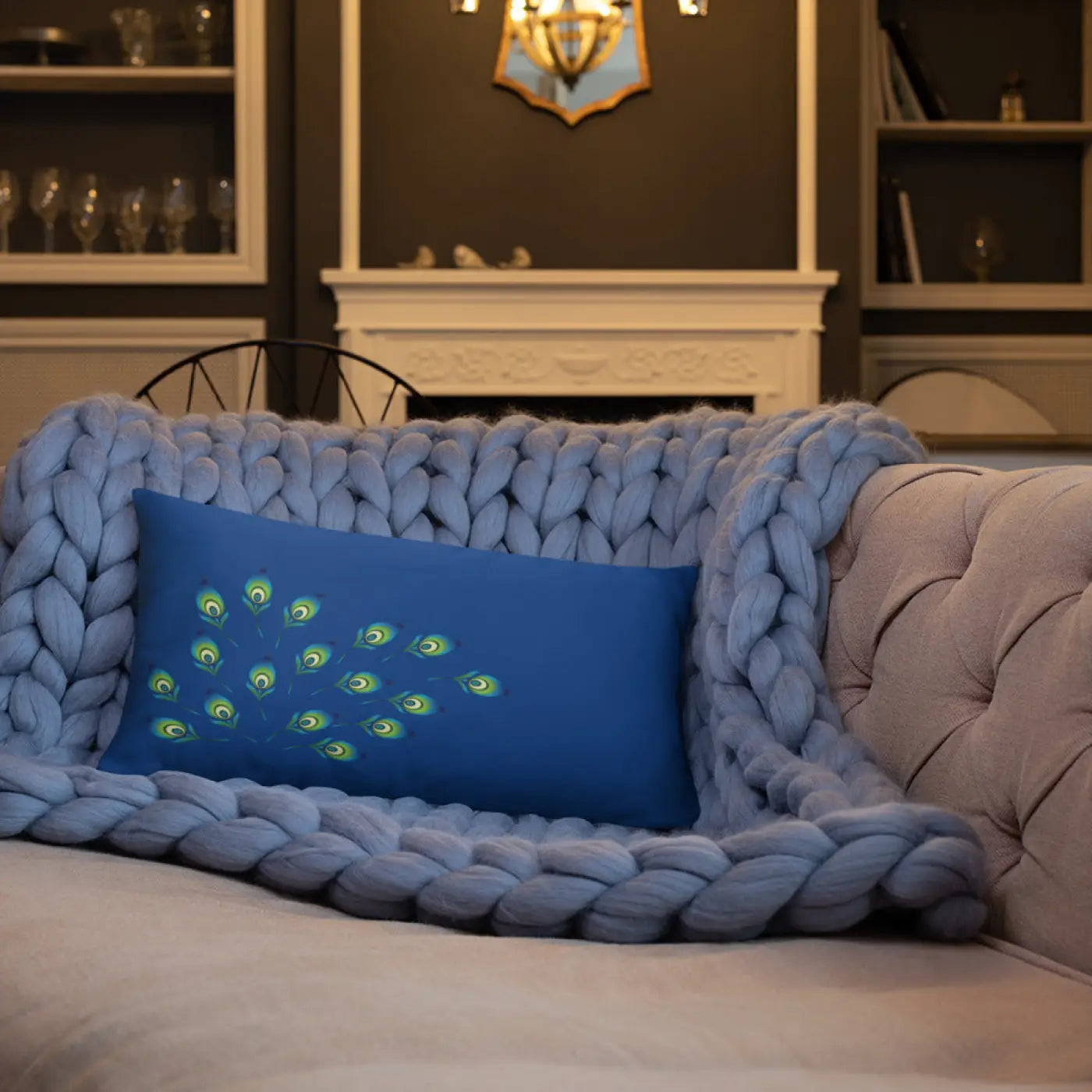 Graphic Peacock Pillow – Insert Included - Dipaliz