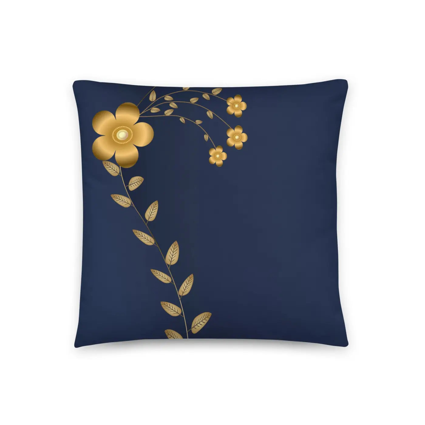 Navy Blue Throw Pillow – Lovely Floral Polyester - Dipaliz