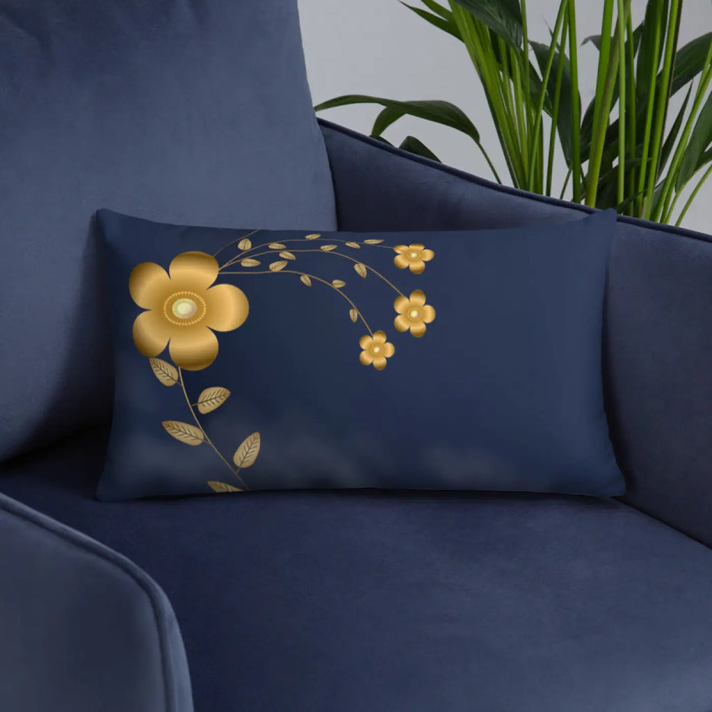 Navy Blue Throw Pillow – Lovely Floral Polyester - Dipaliz