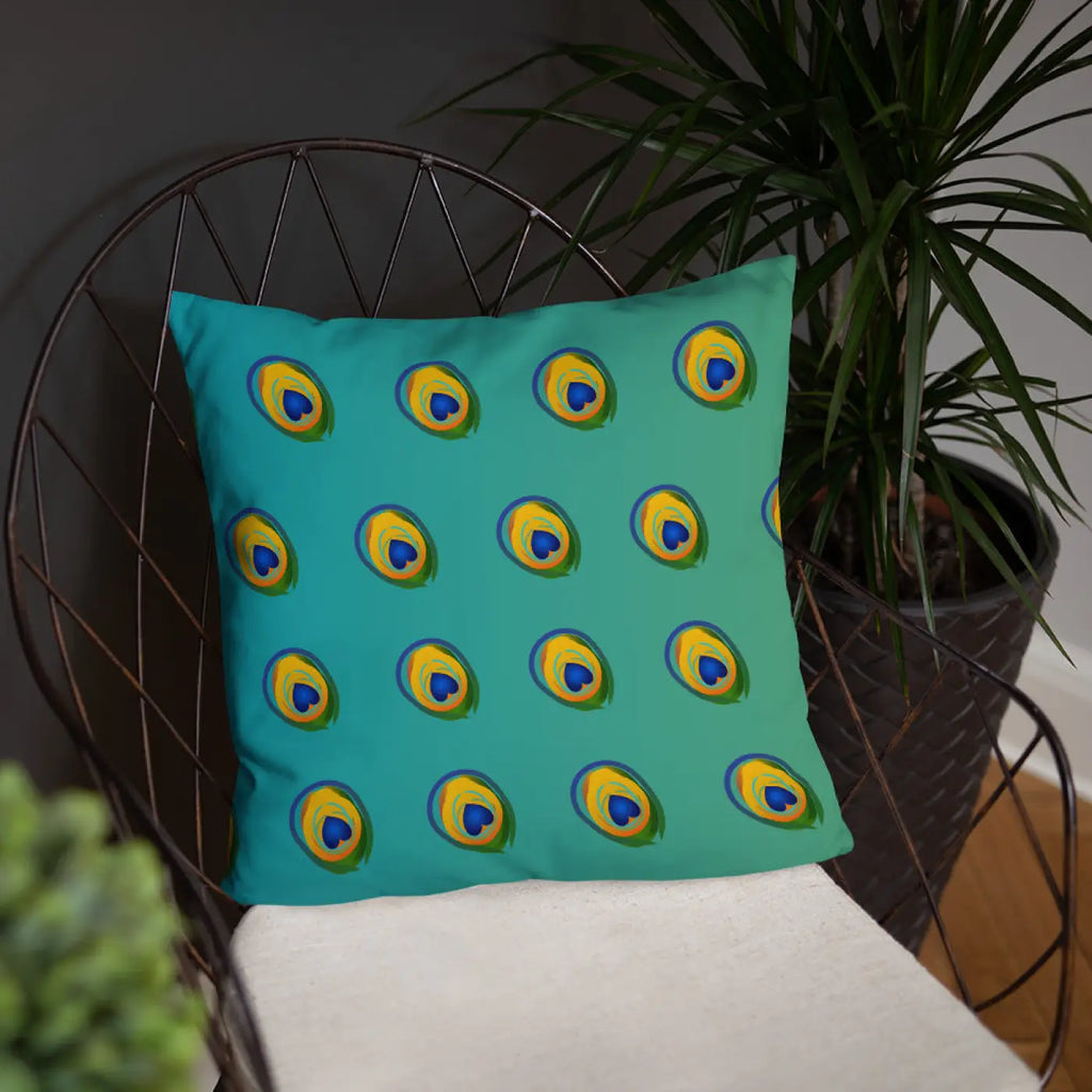 Peacock Feathers Basic Throw Pillow – 18x18 Soft - Dipaliz