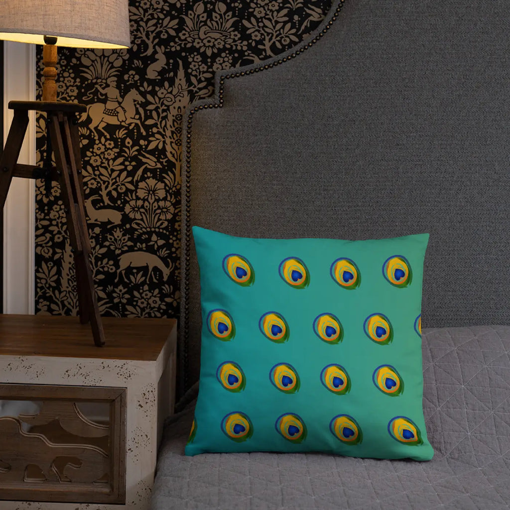 Peacock Feathers Basic Throw Pillow – 18x18 Soft - Dipaliz