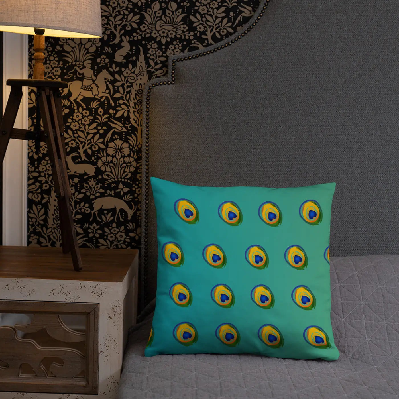 Peacock Feathers Basic Throw Pillow – 18x18 Soft - Dipaliz