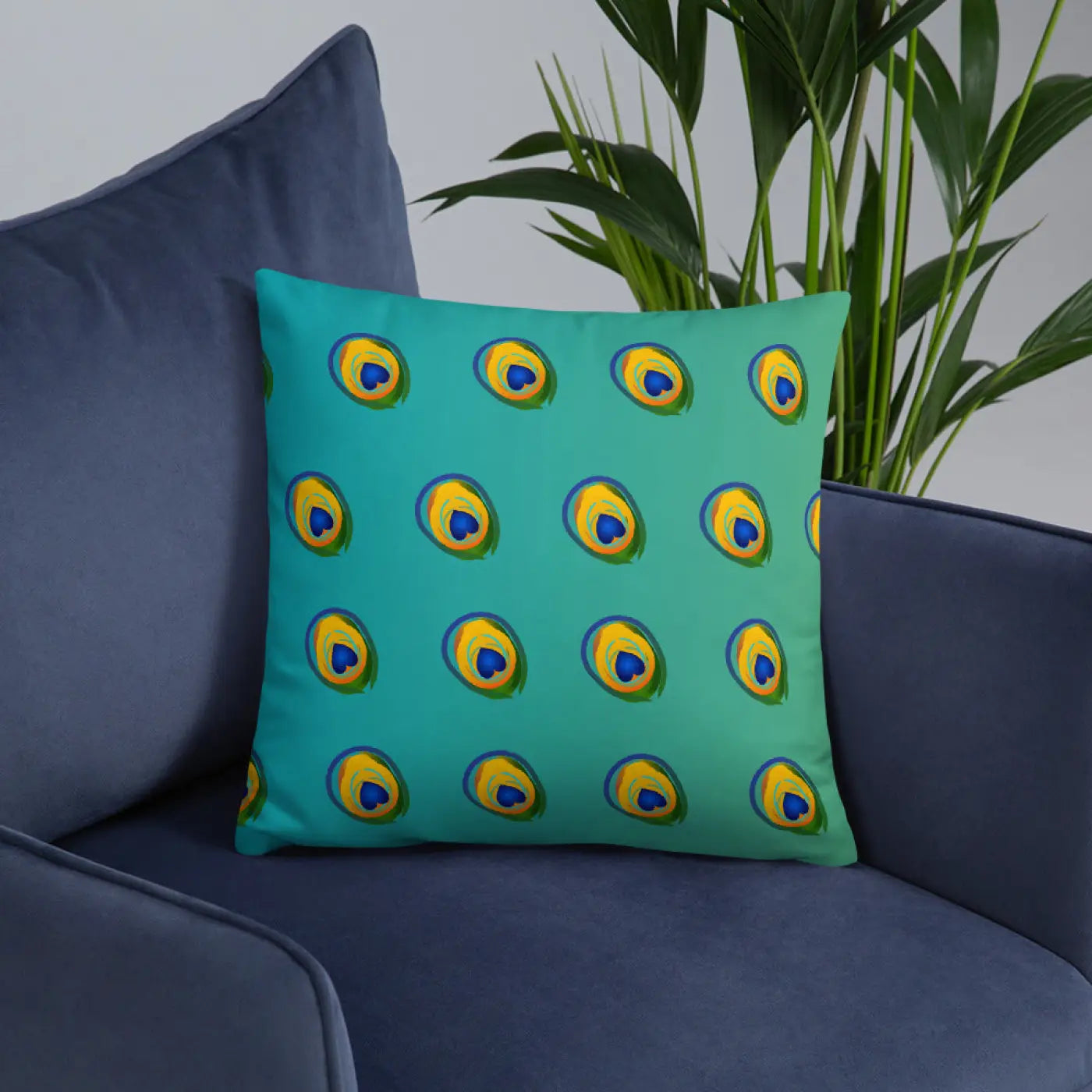 Peacock Feathers Basic Throw Pillow – 18x18 Soft - Dipaliz