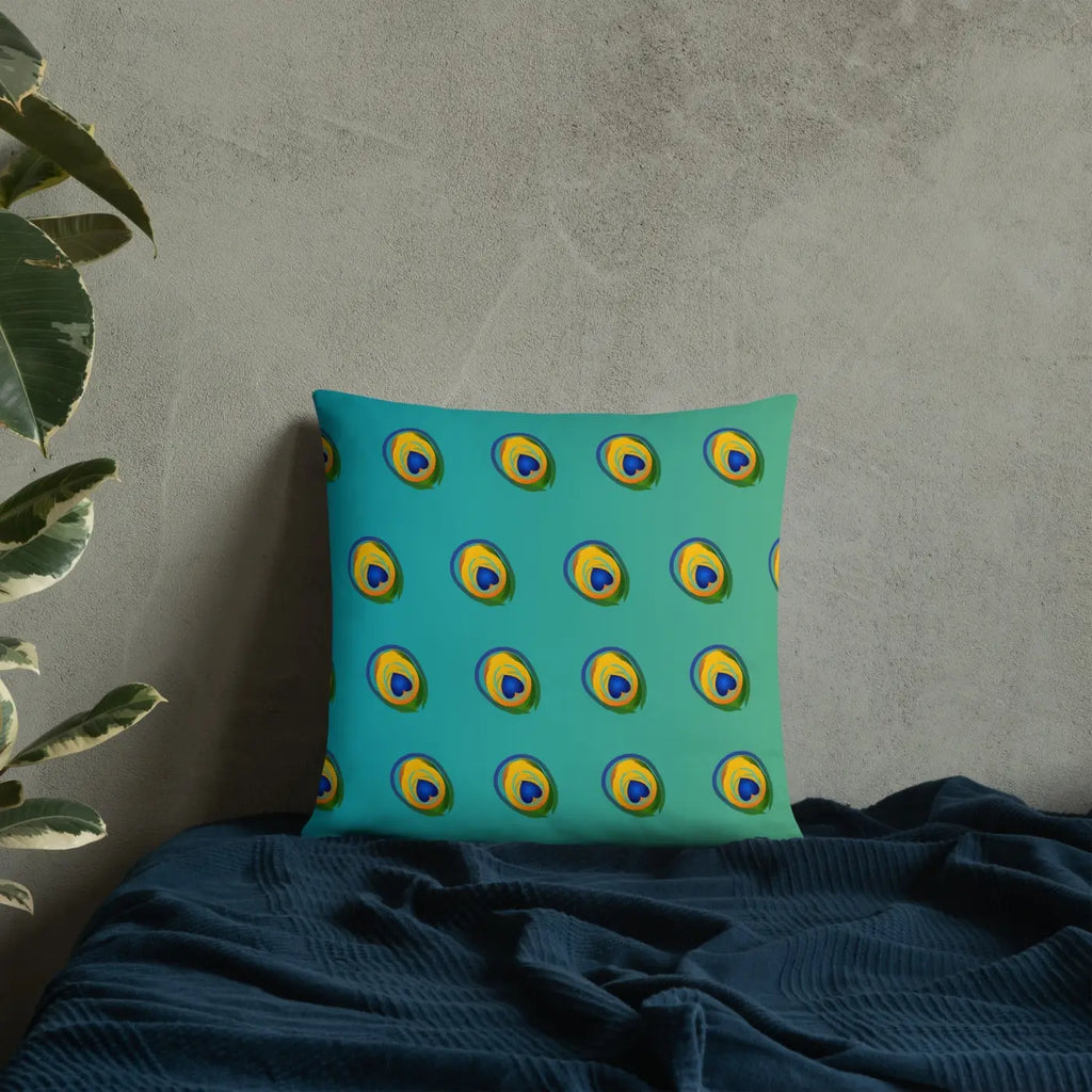 Peacock Feathers Basic Throw Pillow – 18x18 Soft - Dipaliz