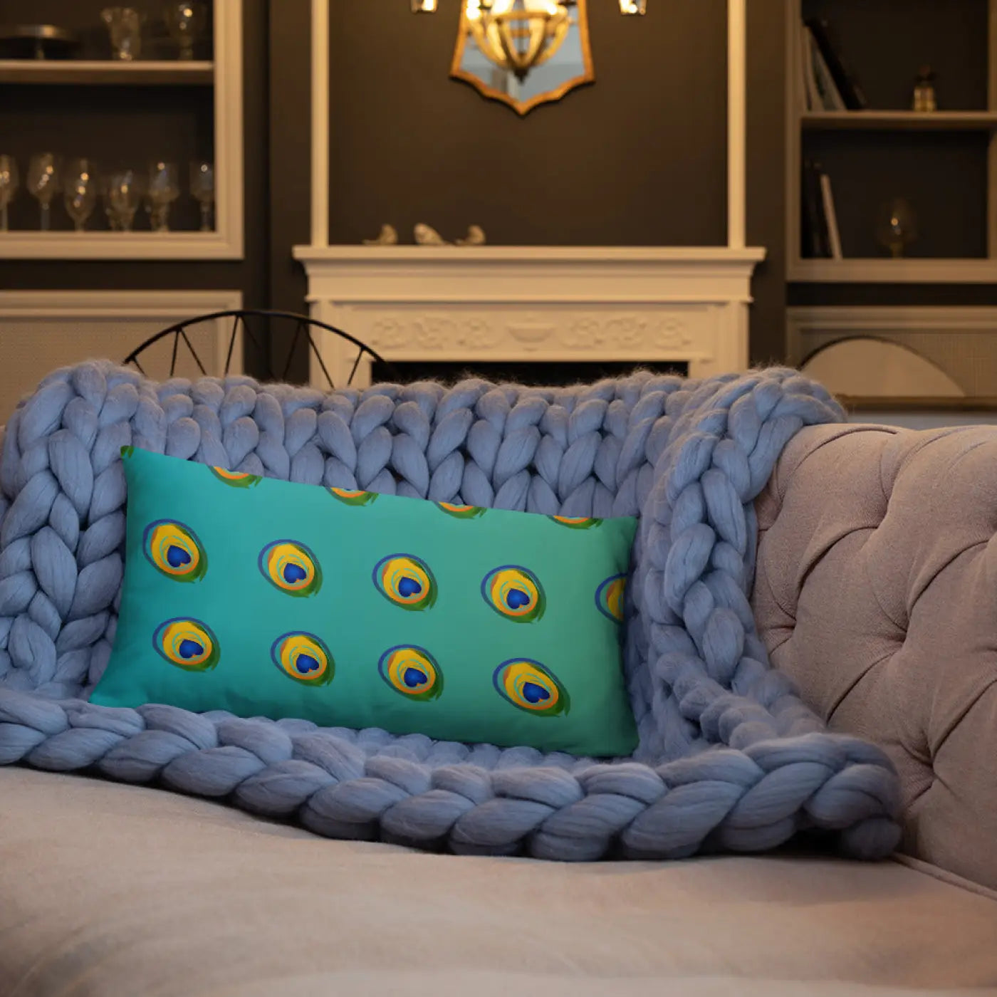 Peacock Feathers Basic Throw Pillow – 18x18 Soft - Dipaliz