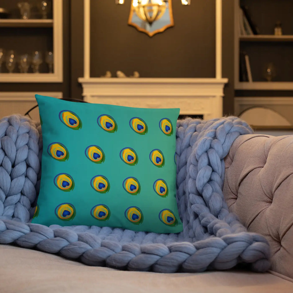 Peacock Feathers Basic Throw Pillow – 18x18 Soft - Dipaliz