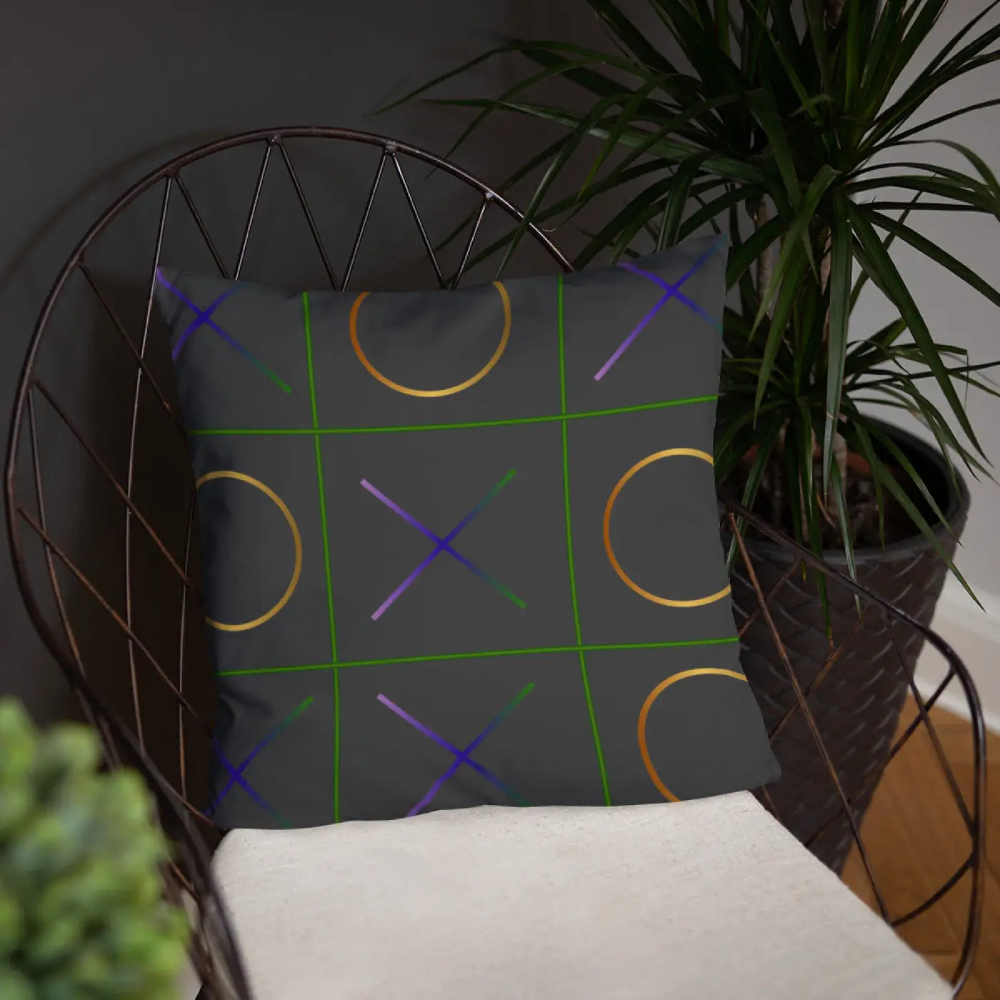 Tic Tac Toe Throw Pillow – Insert Included - Dipaliz
