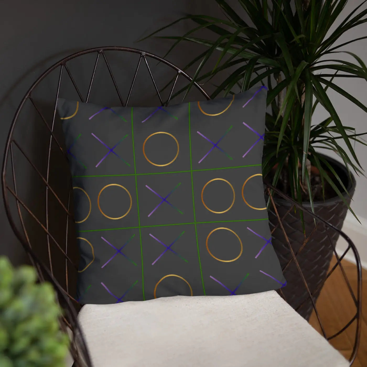 Tic Tac Toe Throw Pillow – Insert Included - Dipaliz