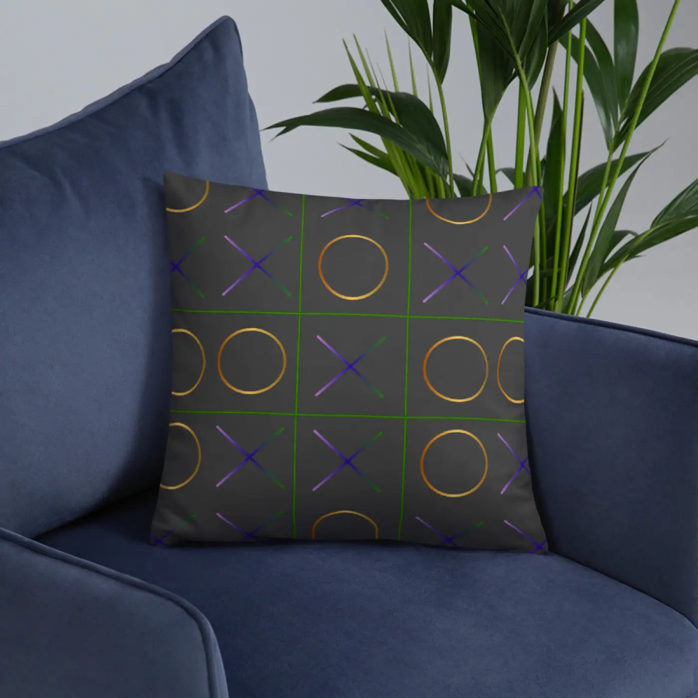 Tic Tac Toe Throw Pillow – Insert Included - Dipaliz