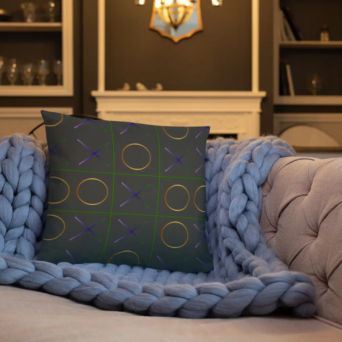 Tic Tac Toe Throw Pillow – Insert Included - Dipaliz
