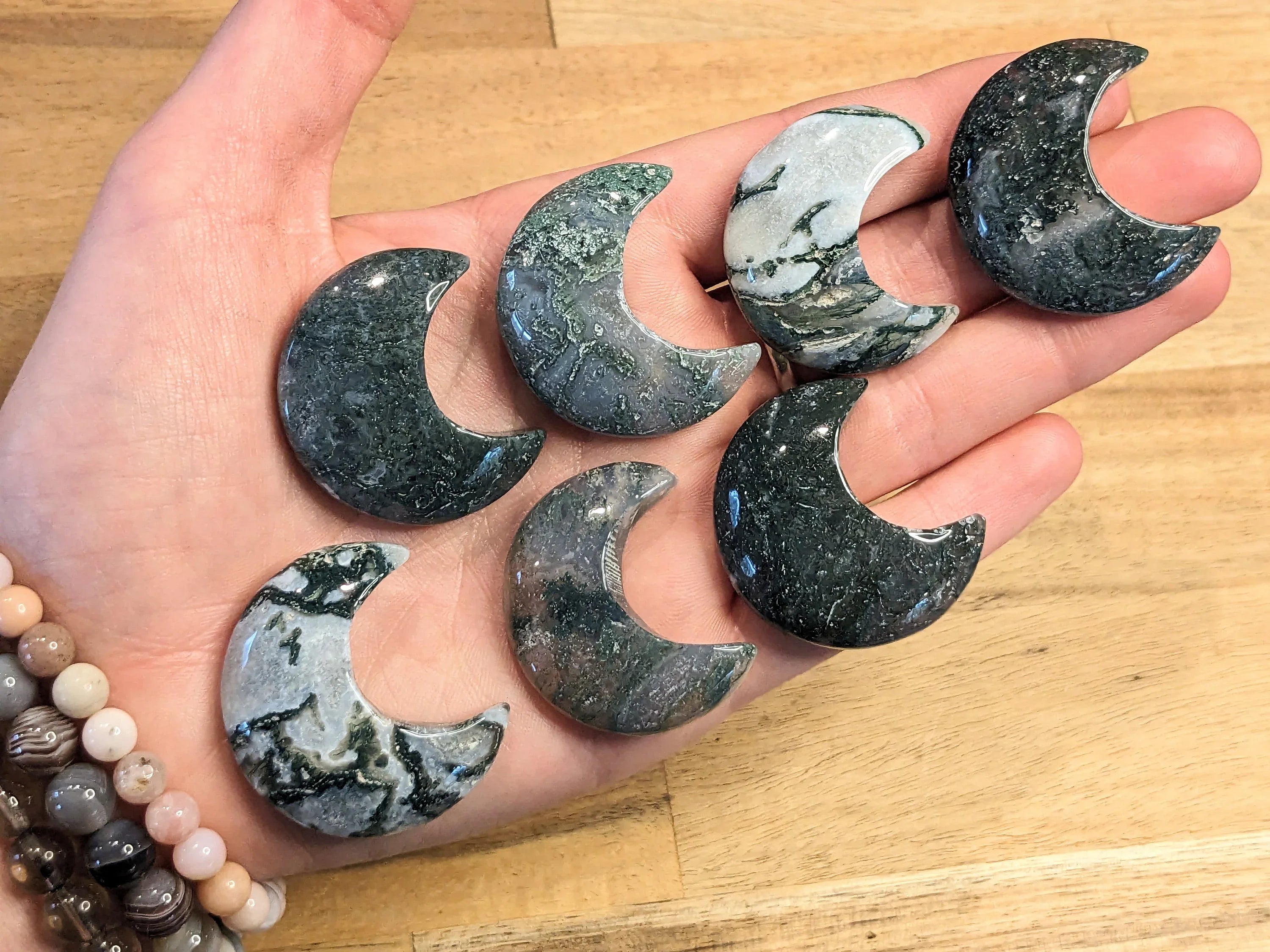 Moss Agate Mini Moons