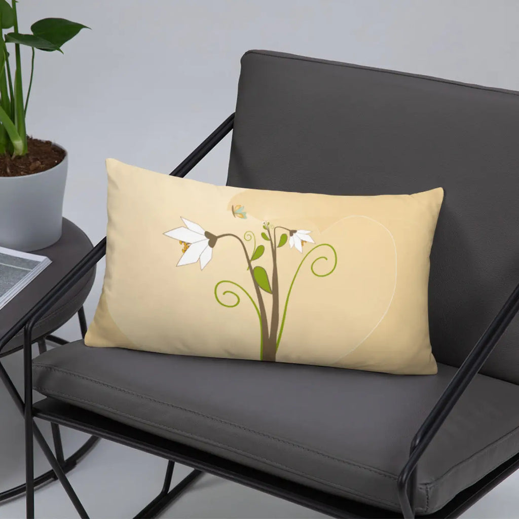Graphic White Flowers Throw Pillow – Insert Included - Dipaliz