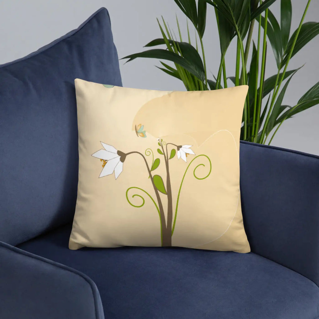 Graphic White Flowers Throw Pillow – Insert Included - Dipaliz
