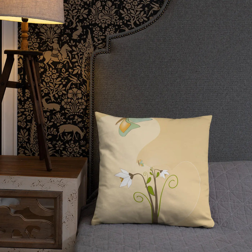 Graphic White Flowers Throw Pillow – Insert Included - Dipaliz