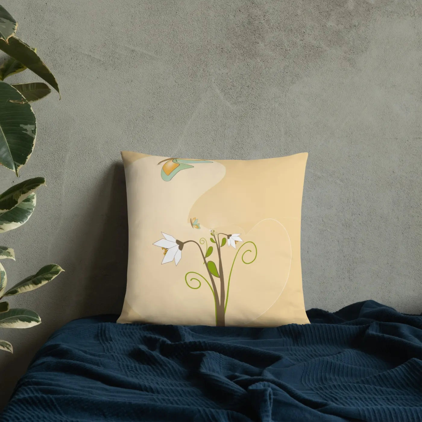 Graphic White Flowers Throw Pillow – Insert Included - Dipaliz