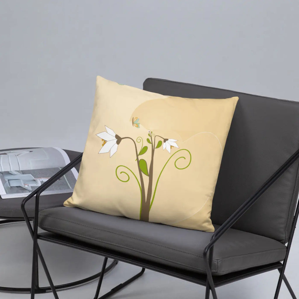 Graphic White Flowers Throw Pillow – Insert Included - Dipaliz