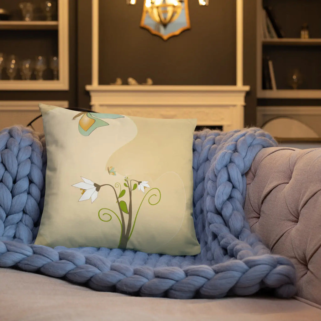 Graphic White Flowers Throw Pillow – Insert Included - Dipaliz