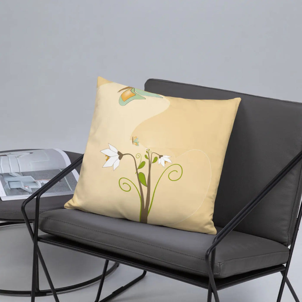 Graphic White Flowers Throw Pillow – Insert Included - Dipaliz