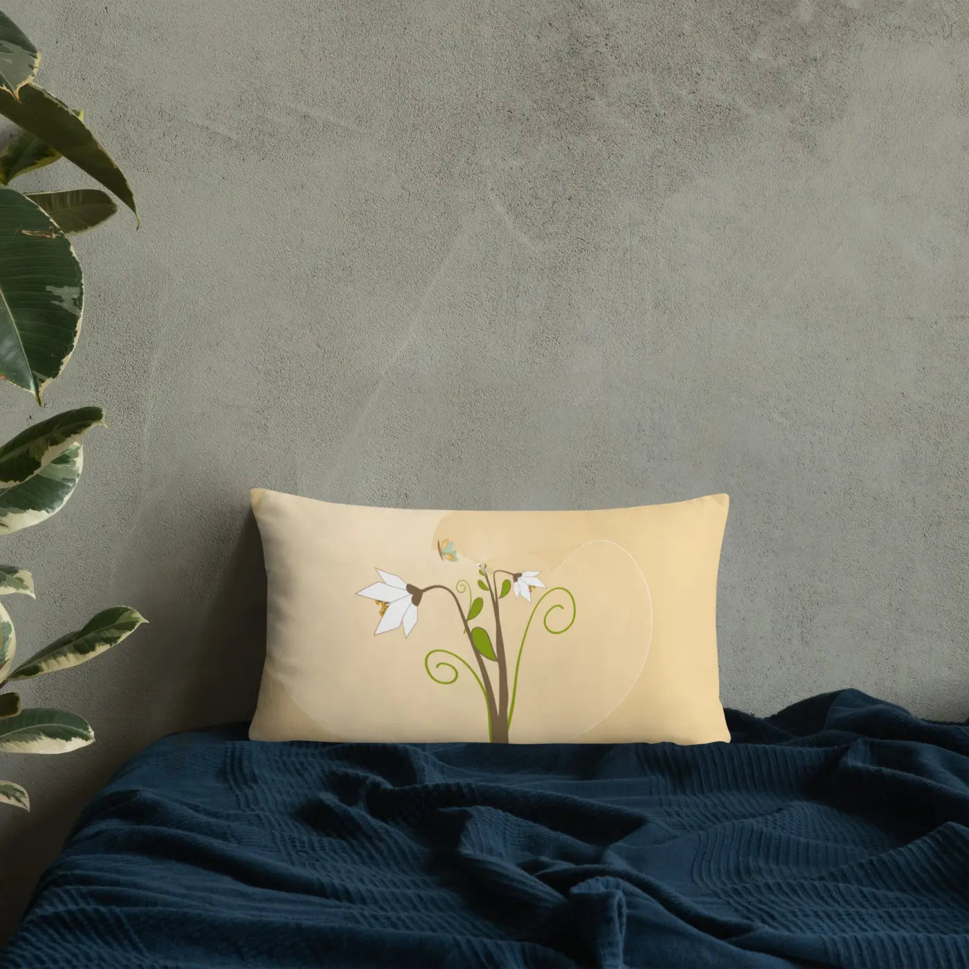 Graphic White Flowers Throw Pillow – Insert Included - Dipaliz