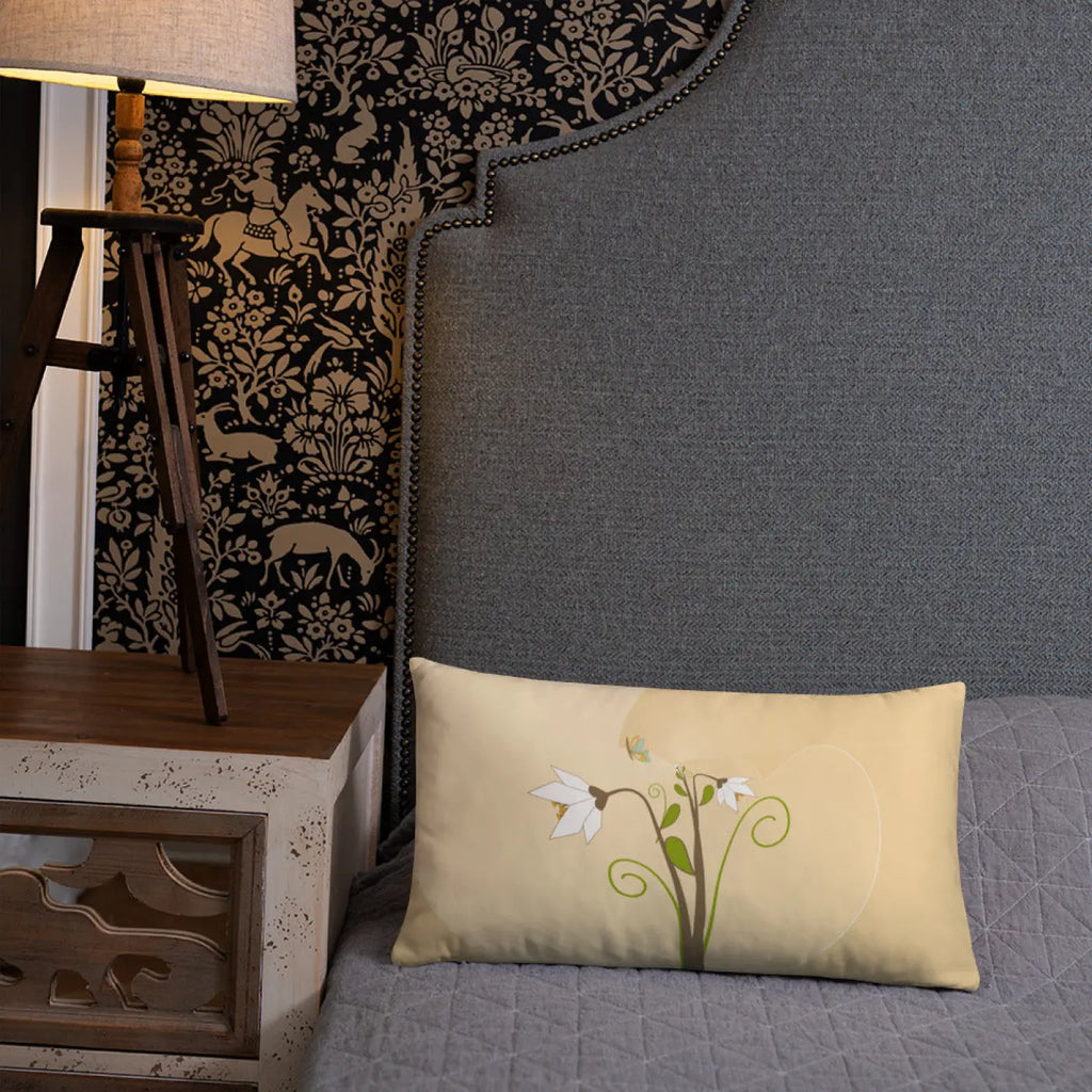 Graphic White Flowers Throw Pillow – Insert Included - Dipaliz