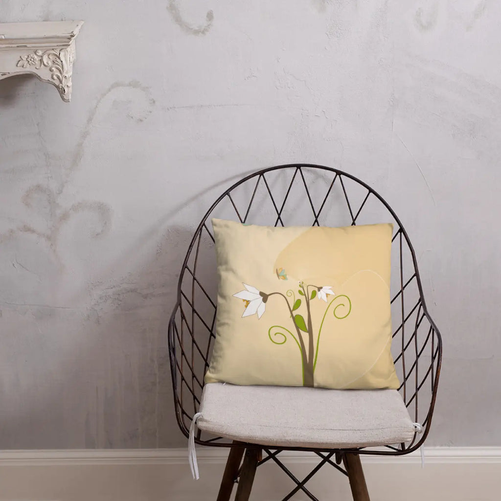 Graphic White Flowers Throw Pillow – Insert Included - Dipaliz