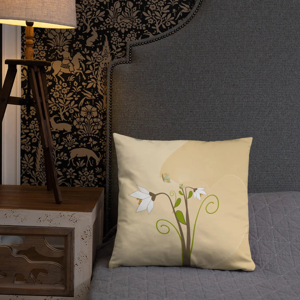 Graphic White Flowers Throw Pillow – Insert Included - Dipaliz