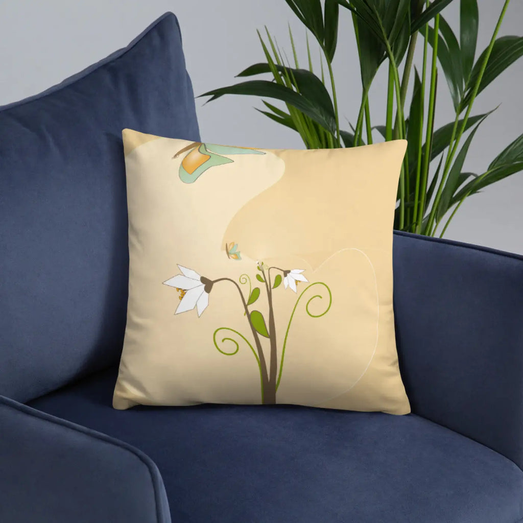 Graphic White Flowers Throw Pillow – Insert Included - Dipaliz