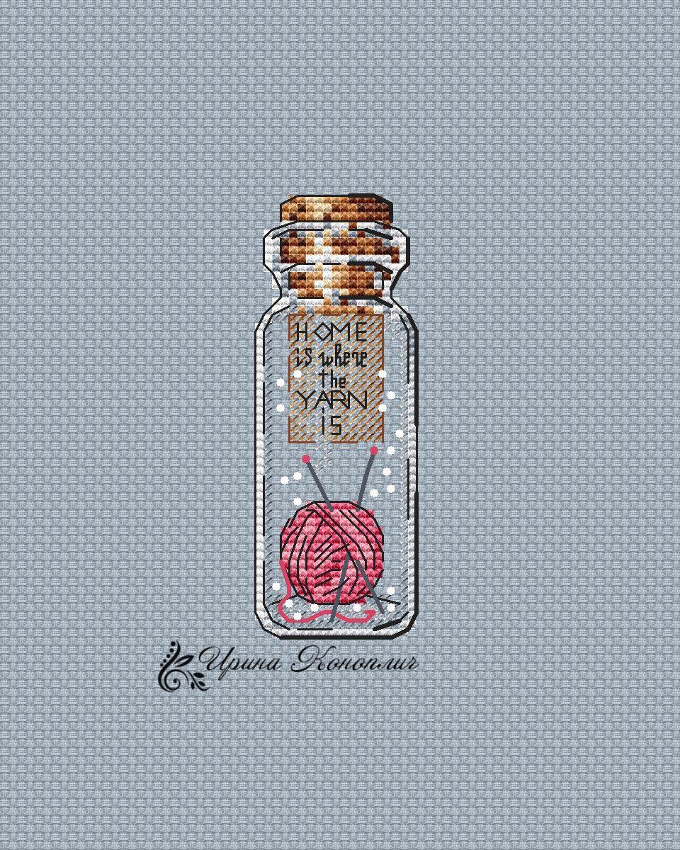 Knitting Yarn Bottle on Plastic Canvas  - PDF Counted Cross Stitch Pattern-0