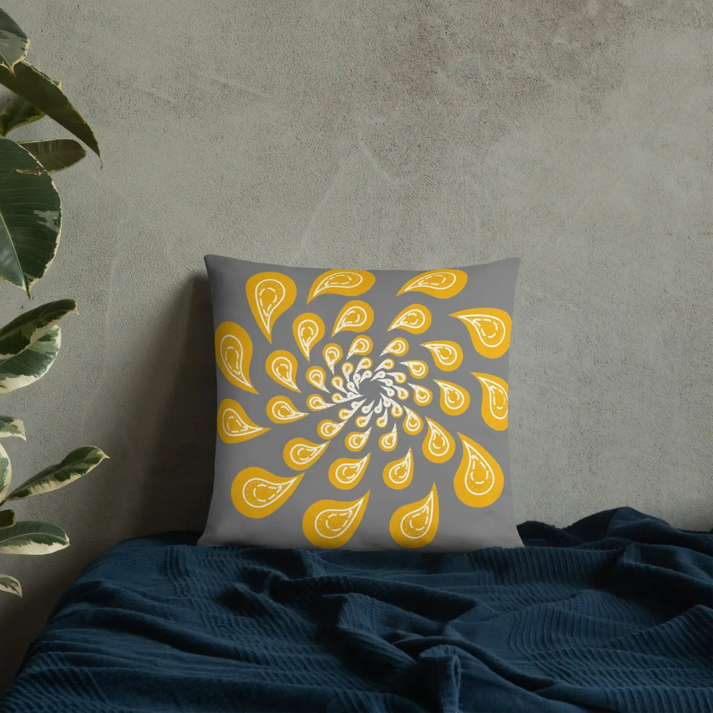 Grey Mustard Pillow – Concealed Zipper - Dipaliz