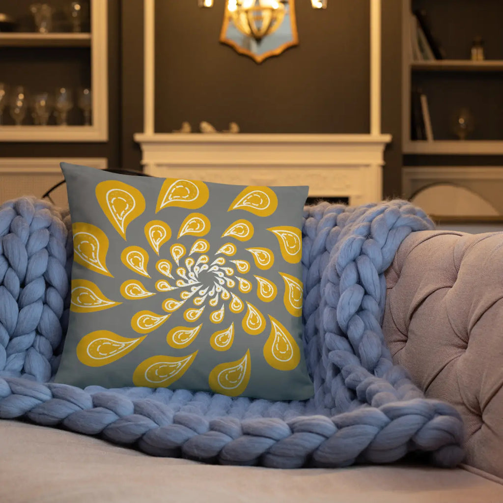 Grey Mustard Pillow – Concealed Zipper - Dipaliz