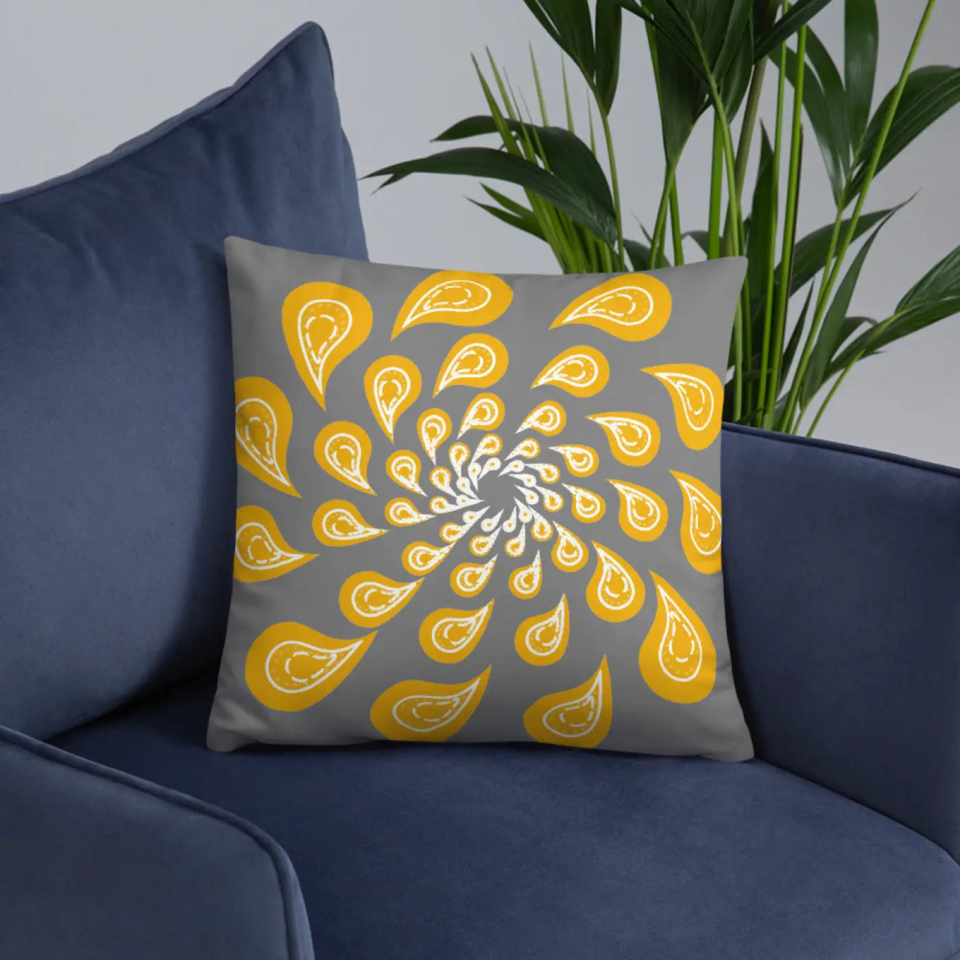 Grey Mustard Pillow – Concealed Zipper - Dipaliz